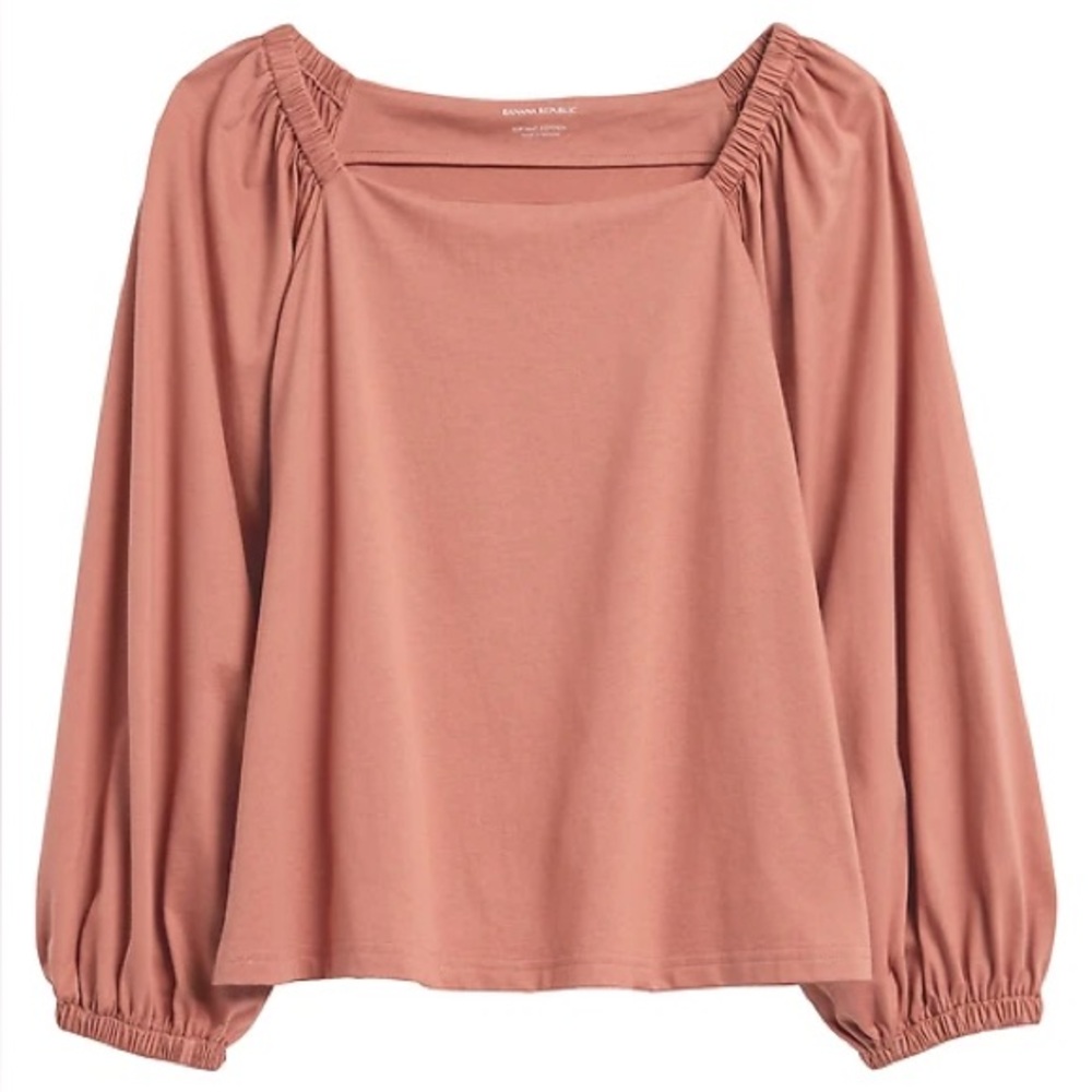 Banana Republic “Supima Cotton” Peasant Top in “Sun-Kissed Pink”